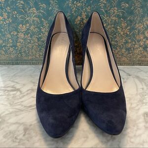 Cole Haan Karen Navy Blue Suede Block Heel Pumps Size 9
